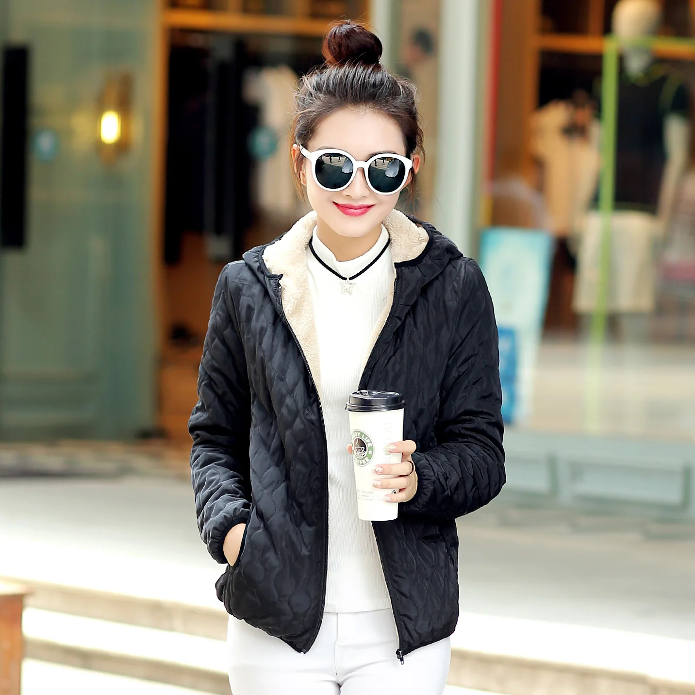 

2018 Autumn And Winter New Style Korean-style Short Slim Fit Cotton-padded Clothes Women's Berber Fleece Cotton Coat Students Ho