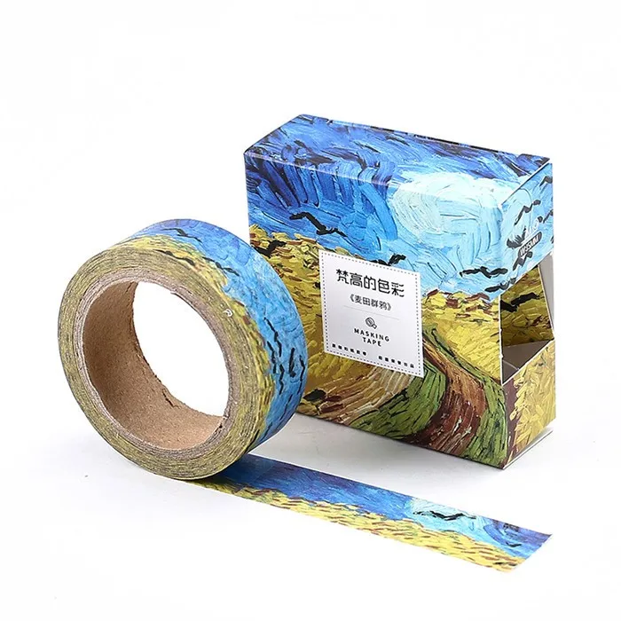 1 шт. васи ленты DIY Ван Гог живопись бумага маскирующая лента декоративные клейкие ленты Скрапбукинг наклейки Размер 15 мм* 7 м - Цвет: B