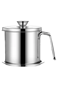 

Stainless Steel Polished Grease Container Bacon Oil Storage with Fine Mesh Strainer, Grease Strainer Pot Used Cooking Oil Can wi
