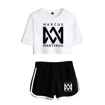 

2019 Women Two Piece Set Marcus & Martinus Tracksuit Women Top and Shorts Outfits Set Girl Fans Marcus Martinus Suit