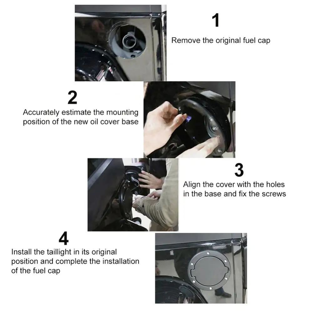 Fuel Tank Cap Cover Auto Car Aluminum Alloy ABS Fuel Door Gas Lid Tank Cap Cover Black for Jeep Wrangler JK JKU 2007 -