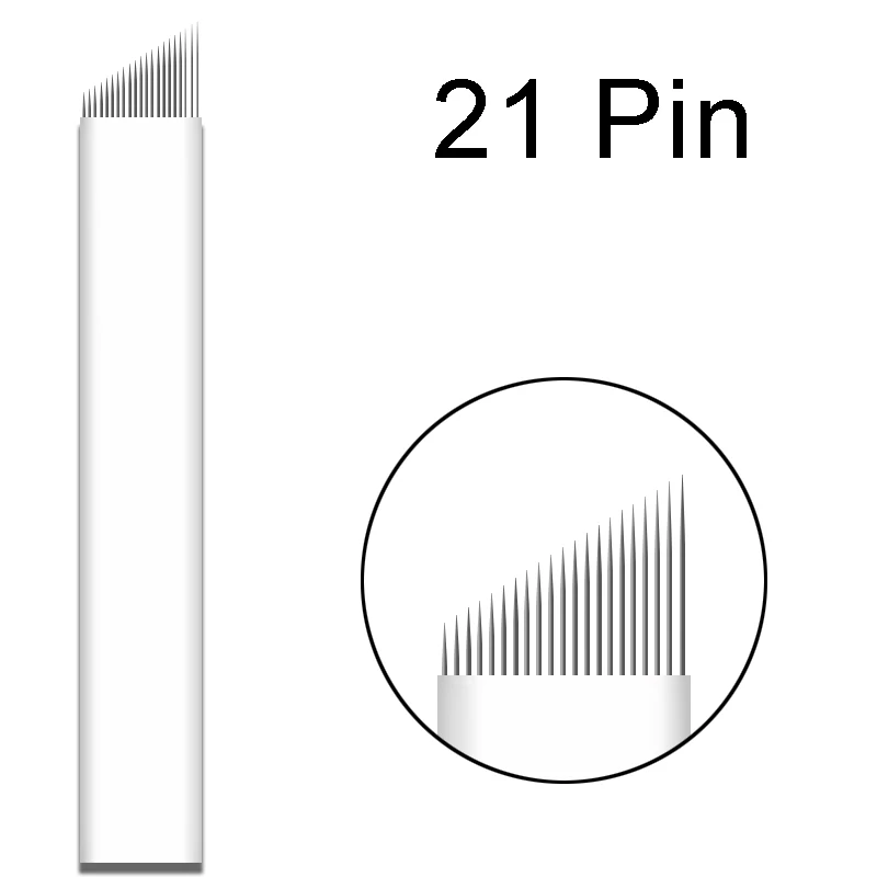 21pin Форма для микроблейдинга, вышивка, 200 шт., Ламина для бровей, ручка для вышивания, Перманентный макияж, машинка для татуировки, иглы, Nano flex - Габаритные размеры: 21pin