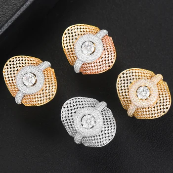 

missvikki Noble Luxury Big Rings Charm AAA Baguette Cut Cubic Zircon Bridal Wedding Rings for Women Shiny Party Wedding Jewelry