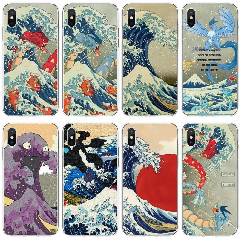 The Great Wave Off Kanto pokemon Cover Soft Silicone 2019 TPU Phone Case For iPhone 5 5S 5C SE 6 6plus 7 8plus X XS XR Max | Мобильные