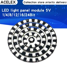 RVB LED Bague 1Bit 8Bit 12Bit 16Bit 24Bit WS2812 5050 RVB LED + Pilotes Intégrés Intégré couleur actionne lumières Rondes