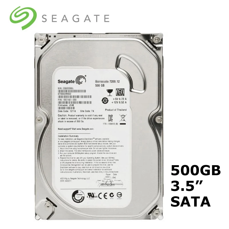 Seagate-disco Rígido Mecânico Interno Sata Gbps6 Gbps Hdd 500gb mb 32 mb Buffer Desktop pc 3.5 Marca