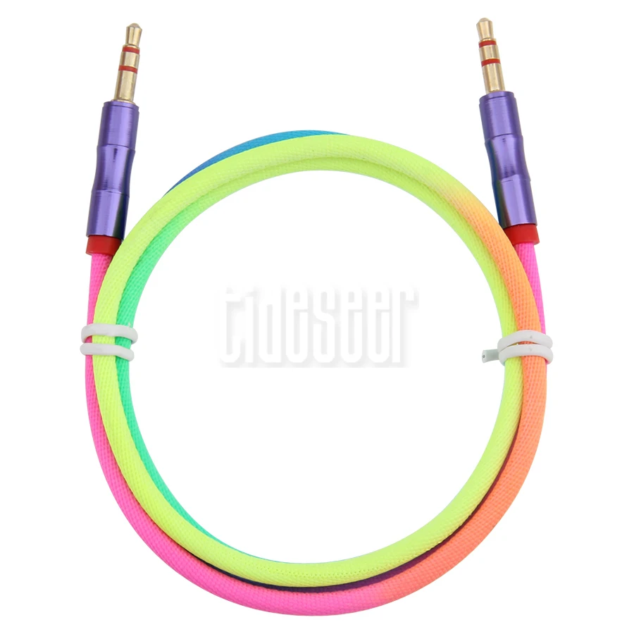 Colorful Audio Cable 1m Jack 3 5mm Aux Headphone Cables Male to Male AUX Line Cord For Car iPhone MP3 4 Earphone Speaker 100pcs