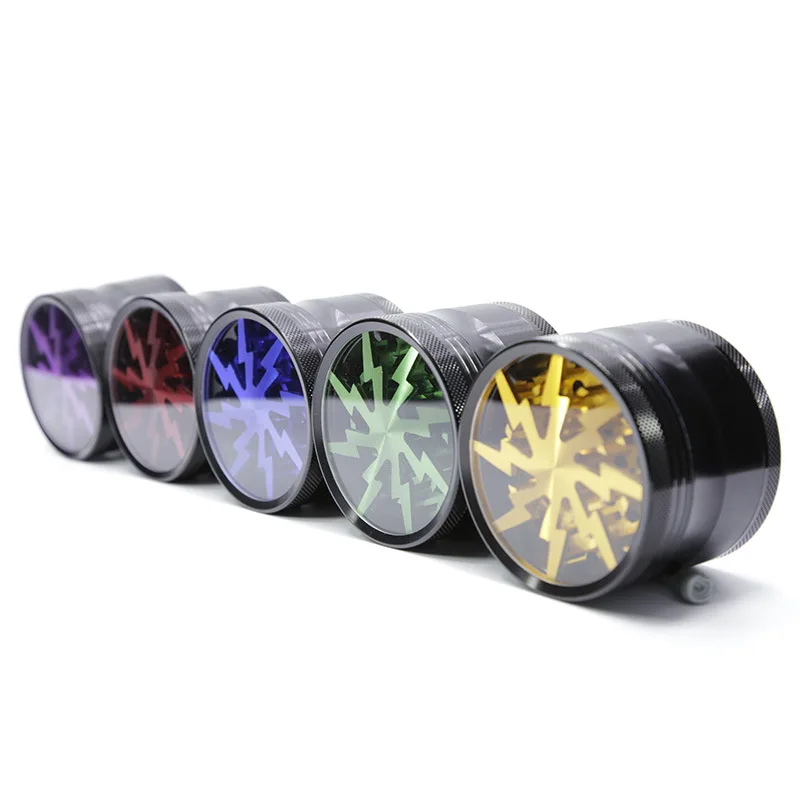 

High-quality portable 63mm 4 Layers Lightning-shaped Smoking Herb Grinders Tobacco Cigarette Grinders Smoke Accessories