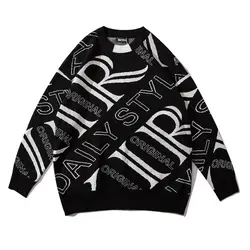Plegie пуловер с принтом-надписью для пары свитер мужской вязаный пуловер с круглым вырезом свитера Хип-Хоп унисекс серый Casaco Masculino оверсайз