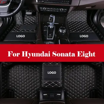 

Embroidery LOGO Custom Leather car floor Foot mat waterproof car accessories styling For Hyundai Sonata Eight