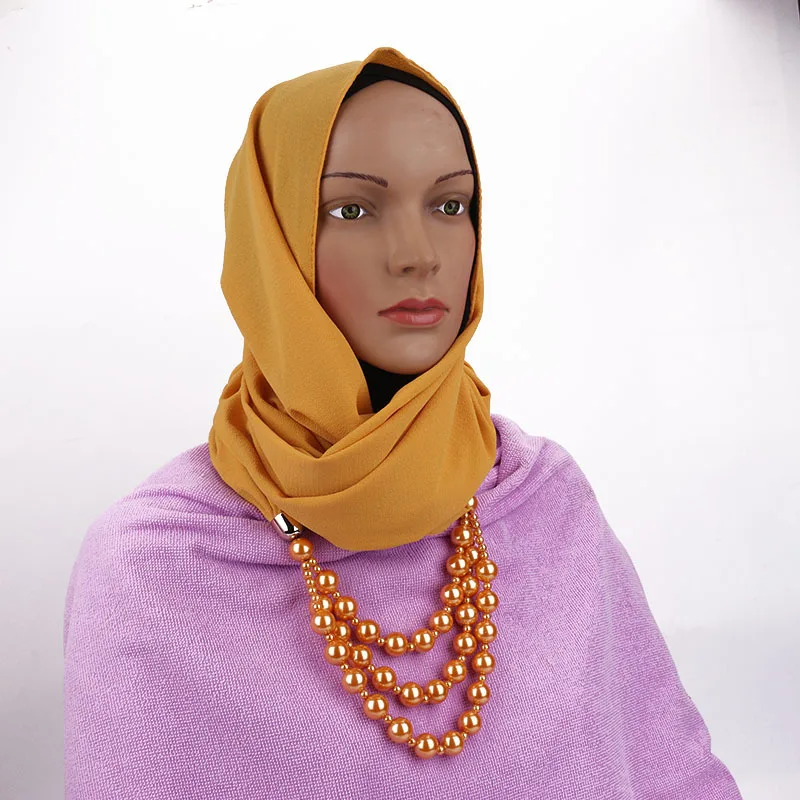 H87558f6b9e7e47a9a574acf5214c9336D Women Shawl Hijabs Pendant Necklace Scarf Women Solid Color Shawls Jewelry Scarf Female Stole Beach Trip Accessories Scarves Mallzona