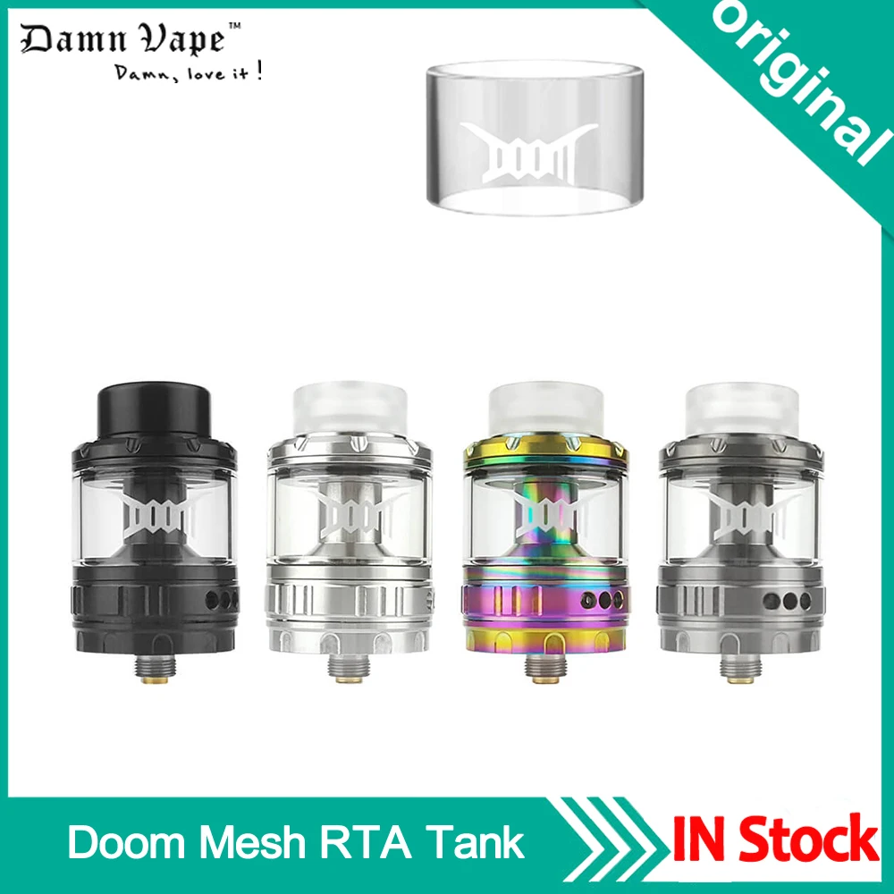 Бесплатный подарок! Оригинальный бак DamnVape Doom Mesh RTA со стеклянной трубкой 4 мл 510 Ом