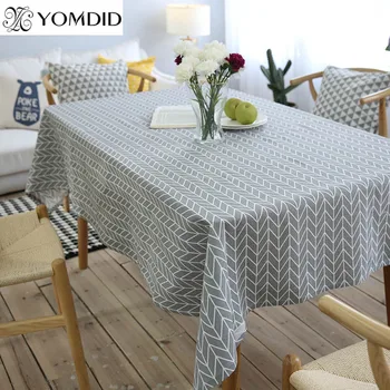 

Geometry Tablecloth Classic Multifunctional Cotton & Linen Rectangular Dinning Table Cloth for Kitchen Party Wedding Home Decor