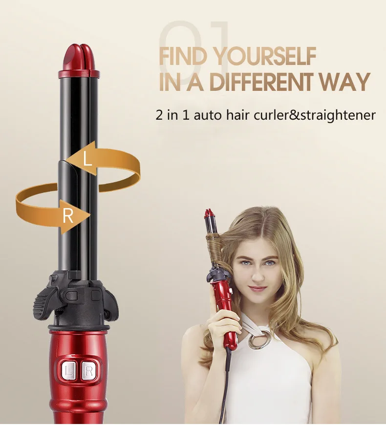 2 в 1 Автоматическая плойка выпрямитель для волос с ЖК-дисплеем керамический турмалин ионная плоская утюжок для завивки волос Инструменты для укладки