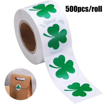 

St. Patrick's Day Stickers Shamrock Roll Stickers 1Inch Adhesive Label for kids Decoration labels stationery sticker 500pcs