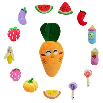 

1pc Plush Squeaky Bone Dog Toys Bite-Resistant Clean Dog Chew Puppy Training Toy Soft Banana Carrot Vegetable Pet Supplies
