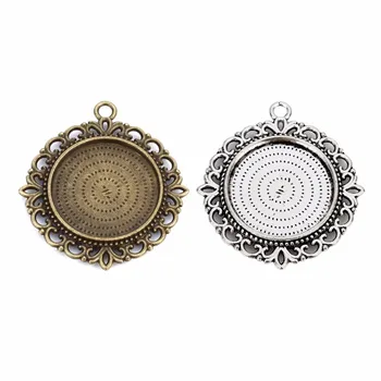 

10pcs 25mm Double Face Lace Necklace Pendant Setting Cabochon Cameo Base Tray Bezel Blank Fit Cabochons Jewelry Making