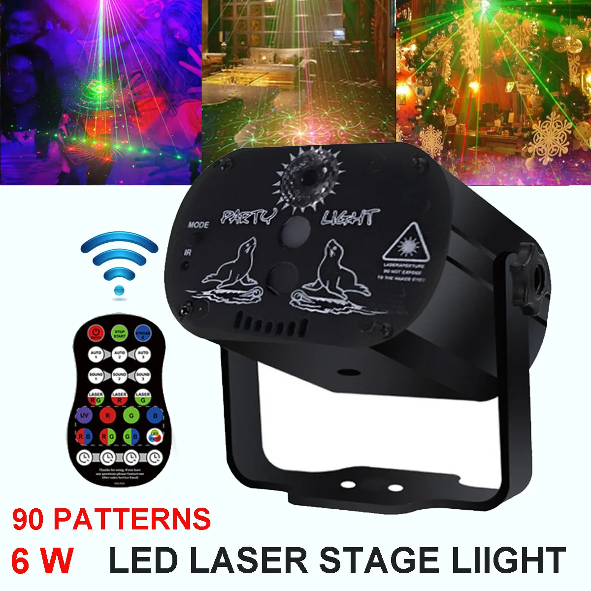 60 kinds of RGB stage lights voice control music LED disco party show USB charging mini colorful laser projector | Лампы и освещение
