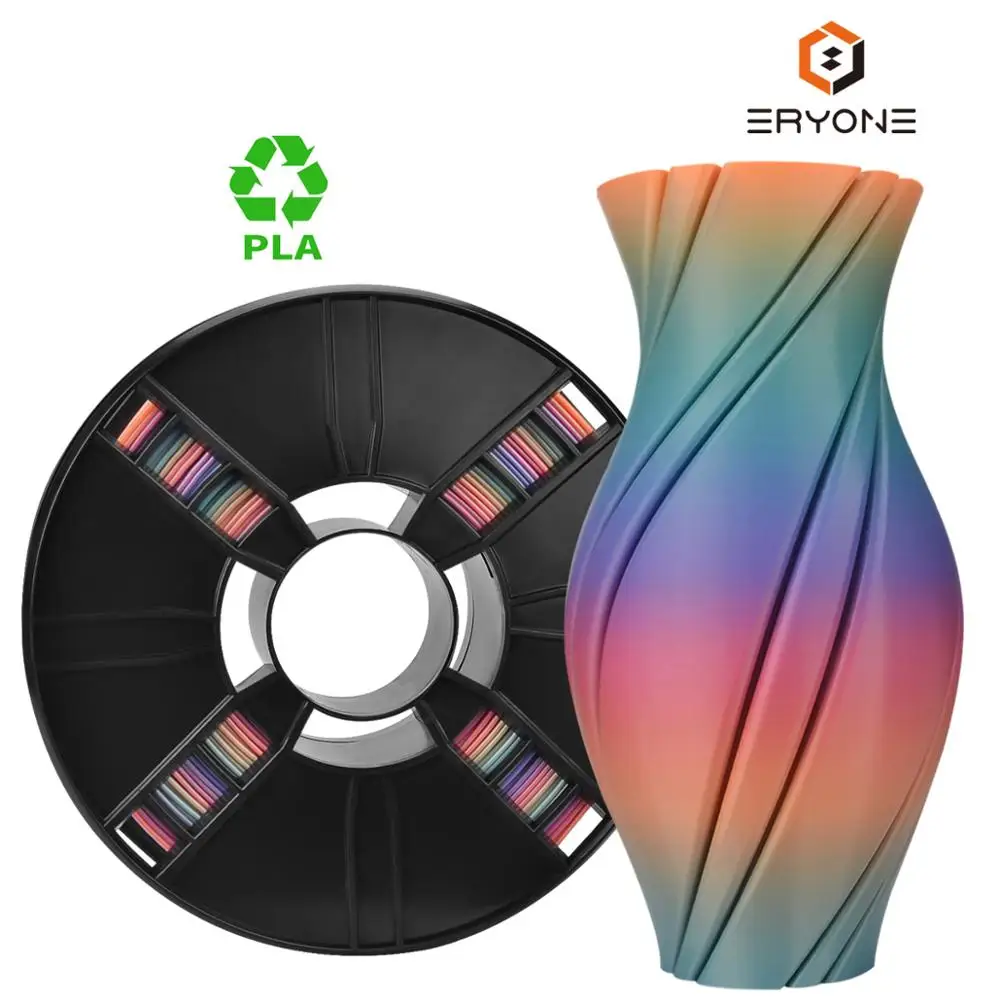 Eryone-filamento PLA de seda arcoíris, 1kg, Multicolor, Spooled perfecto (1KG/2,2 libras)-1,75mm, envío rápido