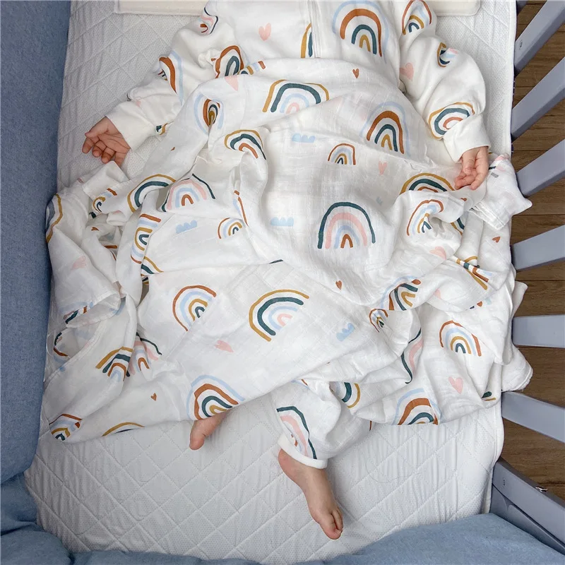 Baby Swaddle Wrap Cotton Muslin Blankets for Newborn Babies Accessories Infant Receiving Blanket Swaddle Soft Gauze Bath Towel - 5