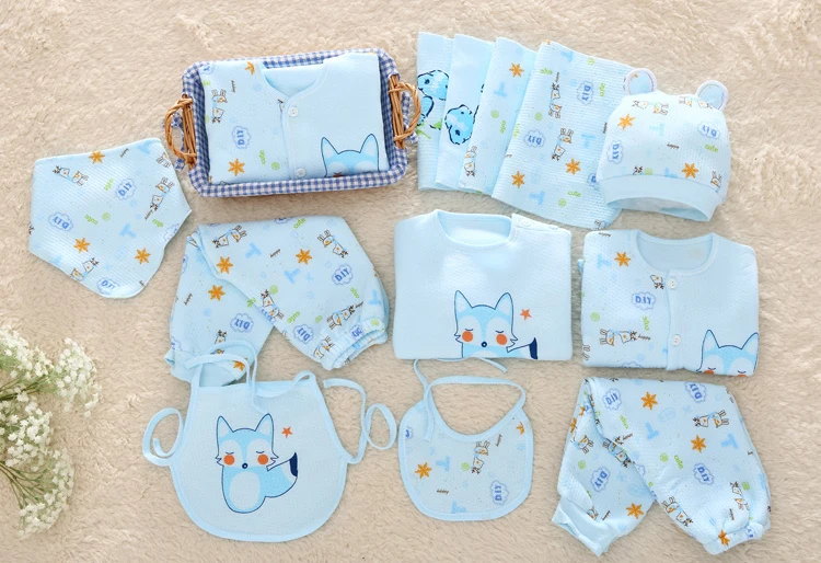 YKQ029B 13 piece Newborn baby clothing boy girls bear suit clothes shirt pants Long sleeve outfits 0-3 months Printing - Цвет: YKQ029B