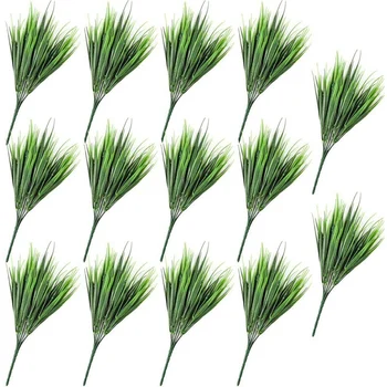 

14Pcs Artificial Plants Fake Plastic Greenery Shrub Bushes Plants Plastic Wheat Grass for Home Garden Decoration