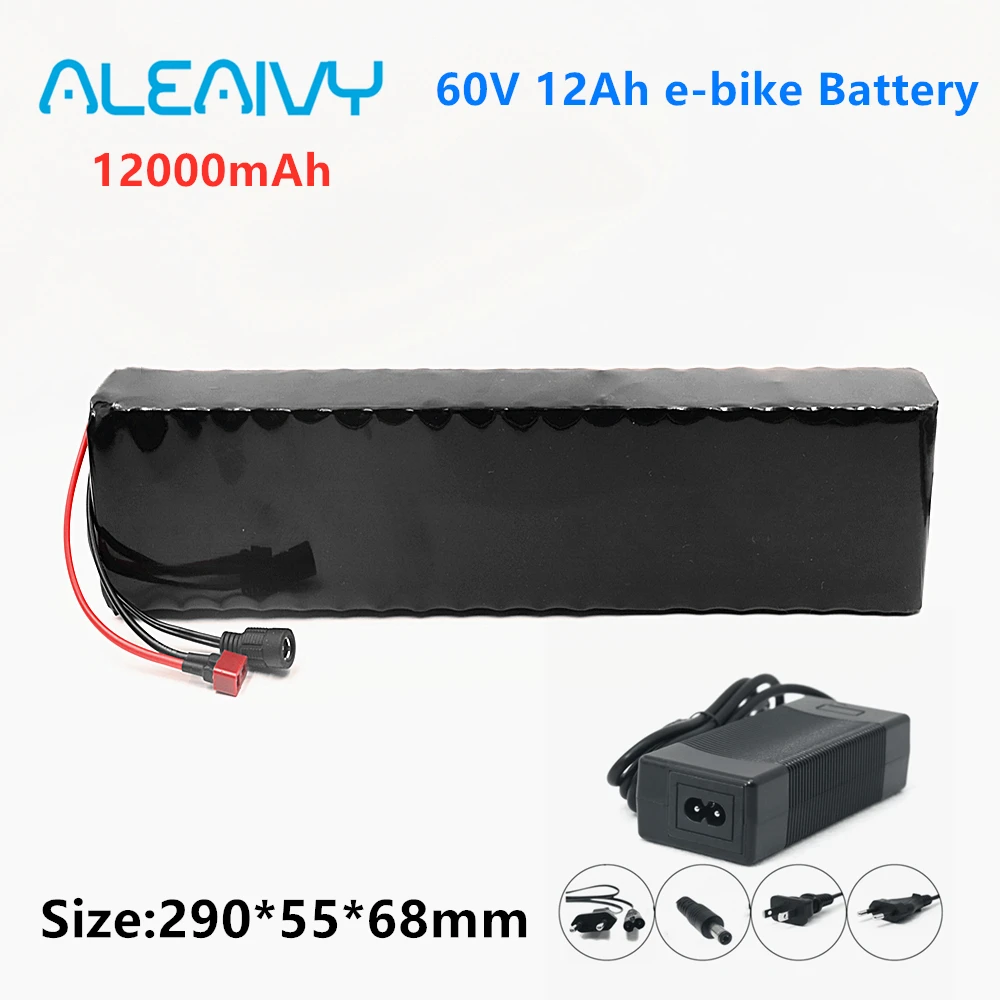 

60V 16S2P 12Ah 18650 Li-Ion Battery Pack 67.2V 10000mAh Ebike Electric Bicycle Scooter With BMS 1000Watt T Plug + Charger