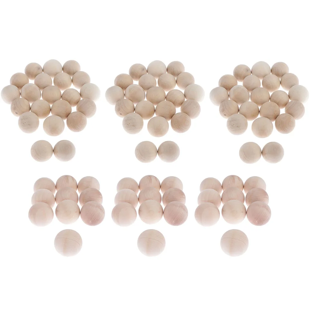 60pcs Unfinished Natural Color Round Wood Spacer Beads Loose Beads Balls for DIY Art & Craft Project and Jewelry Making