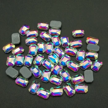 

Queenme 100pcs AAA 4*6 Crystal AB Rectangle Flat Back Hotfix Rhinestones / Iron On Flat Back Crystals