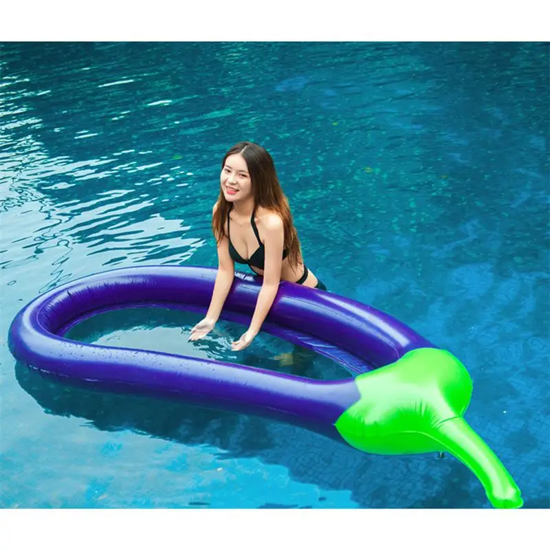 Swimming Pool Giant Inflatable Eggplant Float Toy Summer Swim Ring Water Raft 