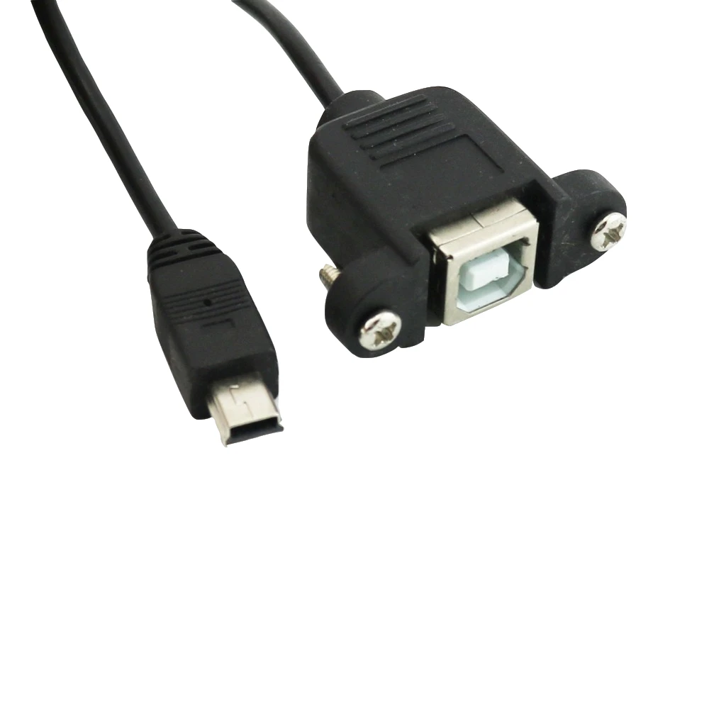 1x USB 2,0 B Женский Панель Крепление объектива к Mini USB 5-контактный штекер змеевидная спираль кабель переходника 1,5 м/5ft черный