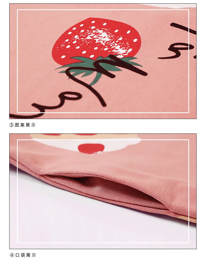Розовое белье плюс размер хлопок спальное платье Kawaii ночная рубашка длинное платье Женский пуловер ночная рубашка принт клубники ночная