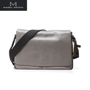 

Casual Style Genuine Leather Lanyard Strap Male Messenger Bag Authentic Real Cow Skin Gray Color Men's Large Satchels Bag Purse