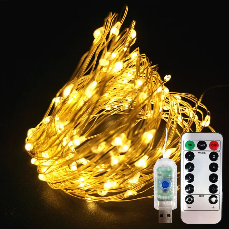 Led String Light 5/10M/20M 50/100/200LED USB 8Mode Remote Control Lights Fairy garlands Wedding Christmas Holiday Decor lamps | Лампы и