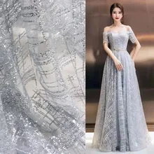 Золотая и серебряная сетчатая кружевная ткань с блестками для свадебного платья