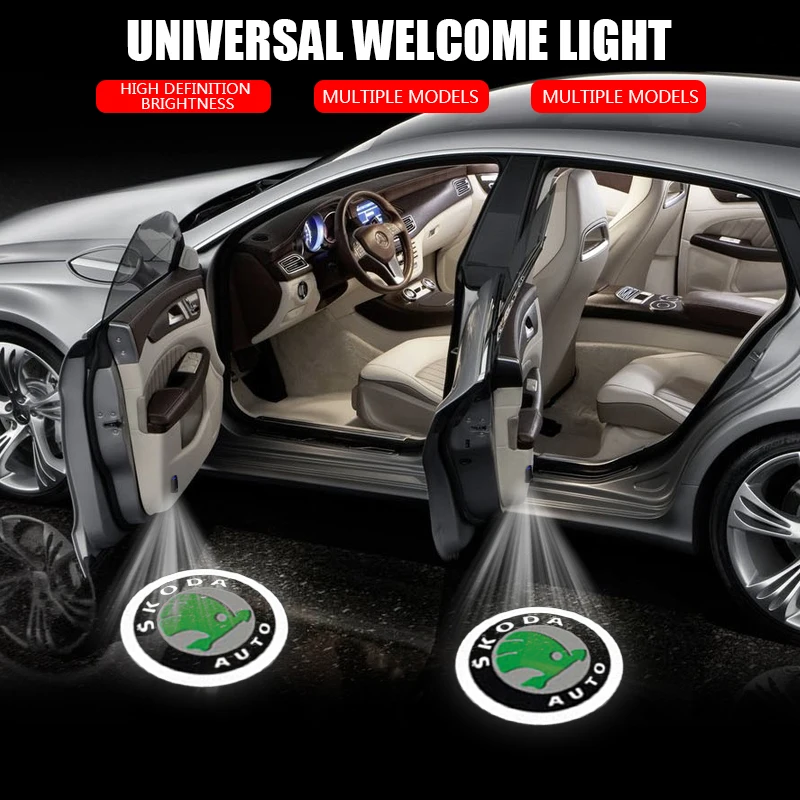 

2 Pieces Car LED Logo Door Welcome Light Badge Lamp for Skodas Octavia A5 A7 Fabia Superb Car Accessories Automobile Gadgets