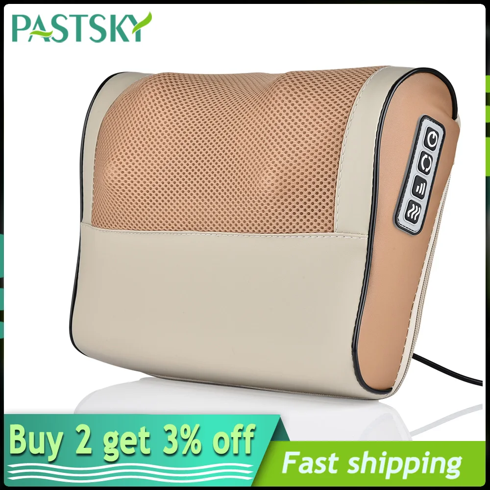 Electric Heating Massage Pillow Shoulder Back Kneading Relaxation Trigger Point Therapy Cervical Neck Head Massager Relief Pain