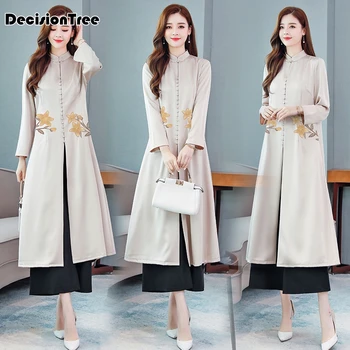 

2020 vietnam aodai cheongsam dress for women traditional clothing ao dai set long two pieces set chinese traditional clothes