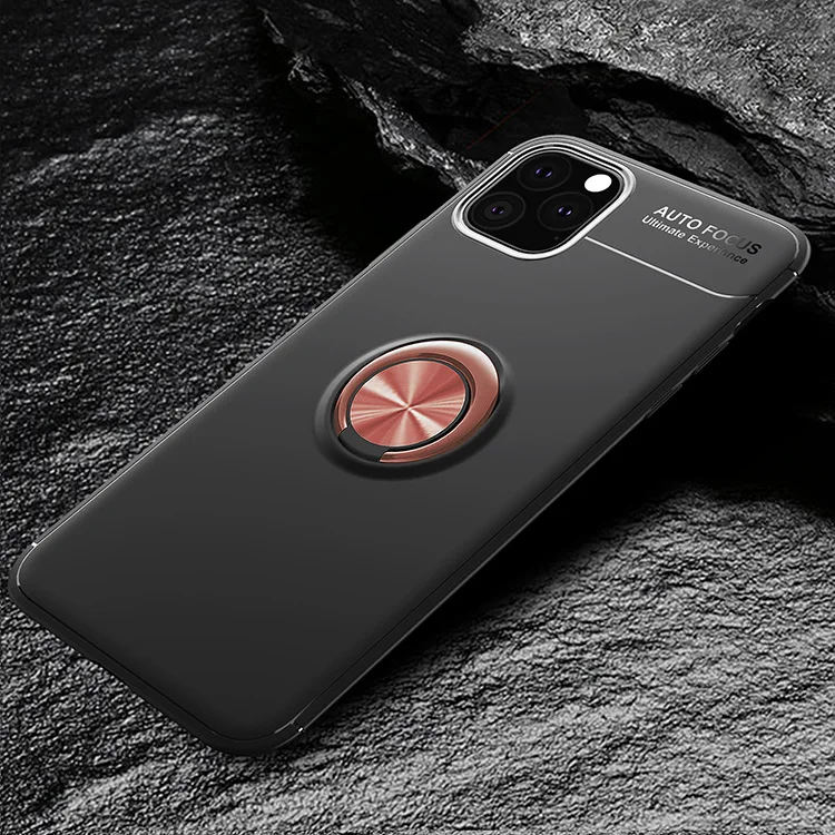 10 шт. противоударный Кронштейн кольцо чехол для iphone 11 XI X XR XS Max полный Чехол для iphone 7 8 6 PLus Мягкий силиконовый держатель чехол - Цвет: Black-Rose gold ring