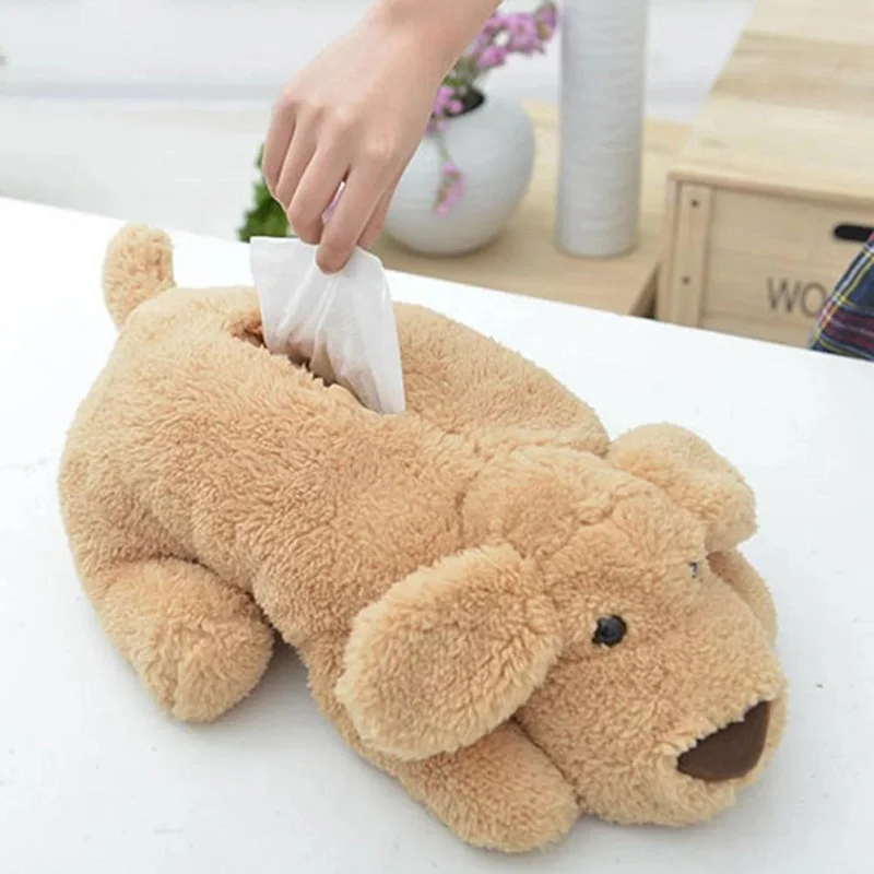 

Cute Cartoon Plush Teddy Dog Tissue Cover Box Paper Container Napkin Storage Holder Case Dispenser Home Decor Room Car Accessory