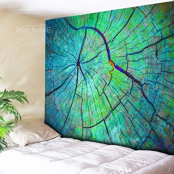 

Bohemian Home Decorative Wood Tapestry Wall Hanging Mint Green Hippie Mandala Tapestry Wall Cloth Psychedelic Tapesteries New