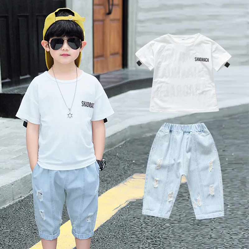 

BOY'S Suit Western Style Casual 2019 Summer Children New Style Fashionable Big Boy Korean-style Handsome Short Sleeve Two-Piece