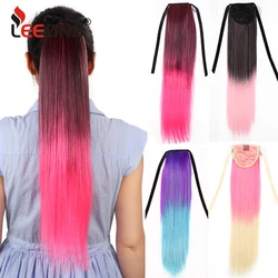 Straight Ponytail Extension 20Inch Colorful Tie Up Long Straight Ponytail Extension Synthetic Heat Resisting Hairpiece For Women