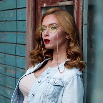 

Mix Color Beads Reading Glasses Chains Non Slip Eyeglasses Mask Cord Lanyard Strings Neck Strap Women Eyewear Hanging Rope NEW