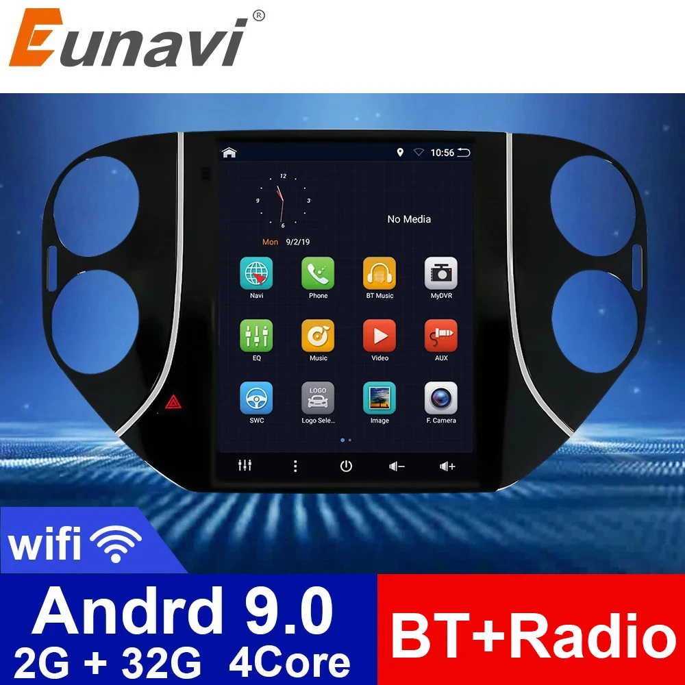 Eunavi 2 Din Android автомобильное радио для Volkswagen VW Tiguan 1 NF 2006 2016 мультимедиа видео плеер