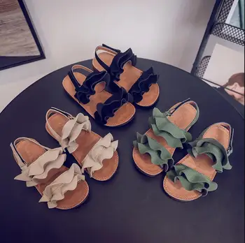 

Kids Sandals Pure Summer Girls Sandal Ruffles Princess Shoes Anti-Slip Baby Sandals Toddler