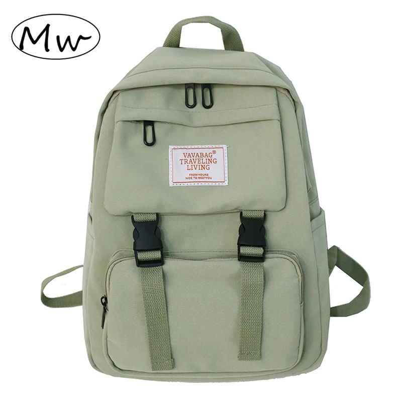 

Black Green Backpack for School Teenagers Girls Fashion Letter Pattern Nylon Backpack Bag Korean Style Large Capacity Travel Bag