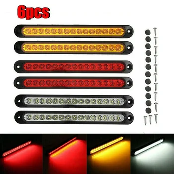 

6pcs Tray Back 15LED Tail Lights Lamp Ultra-slimline Strip Signal Lamp Multi-volt 10-30V Stop Tail Light