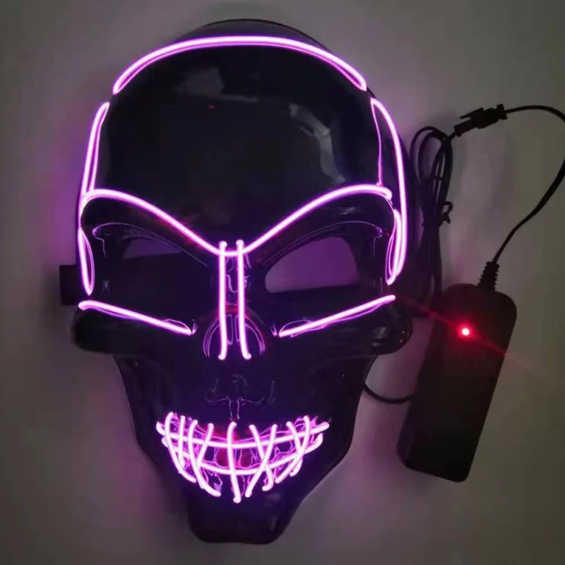 Halloween EL Glowing Mask The Purge Mask Fluorescent Mask Scary Mask For Halloween Theme Party Bar Show Cosplay Purge Movie