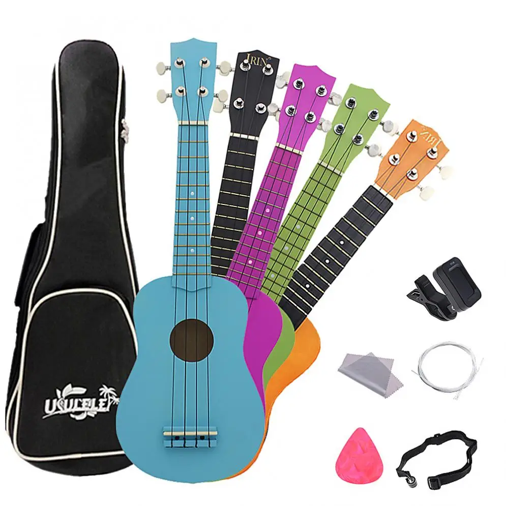 

21 Inch Soprano Basswood Pure Color Professional Ukulele 4 Strings + Bag Picks Pickup Strings Musical Instrument